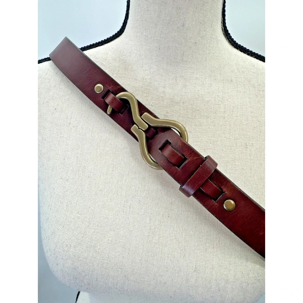 Vintage Orvis Cognac Full Grain Leather Equestrian Hoof Pick Belt 38 Brass USA